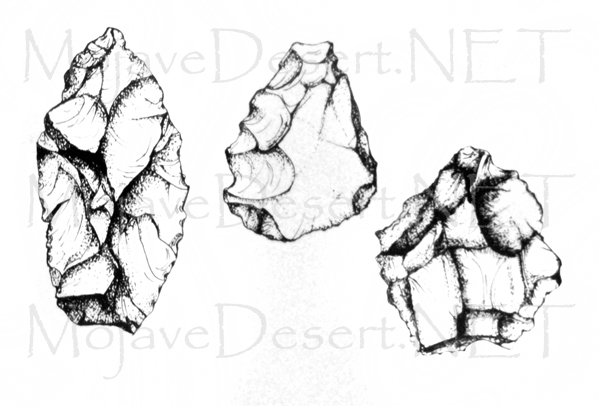Illustration of Pleistocene stone points and edge tools