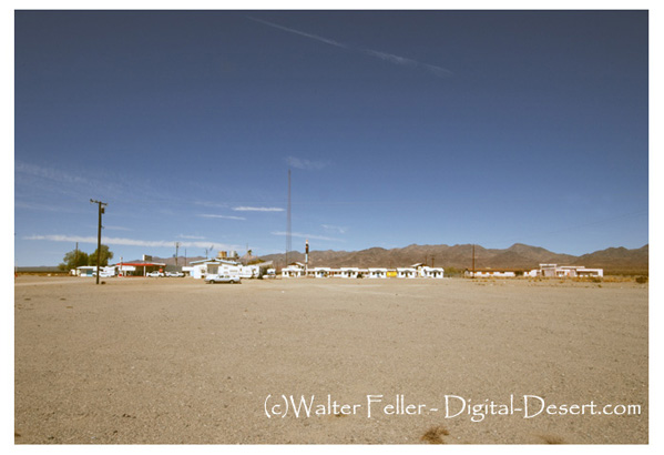 Photo of the desert landscape, Amboy, CA.><BR>
The desert landscape - 
<a href=