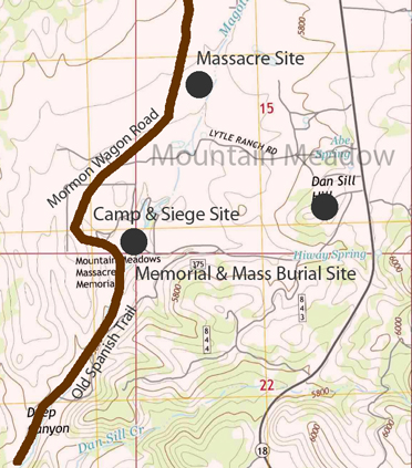 Map of the Mountain Meadow Massacre site