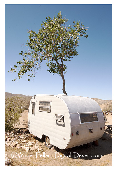 Picture of camping trailer in Mojave Desert