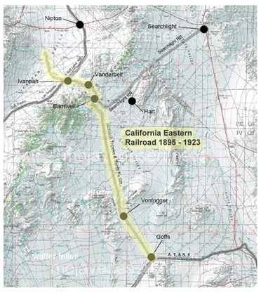 Map of California Eastern Railroad alignment
