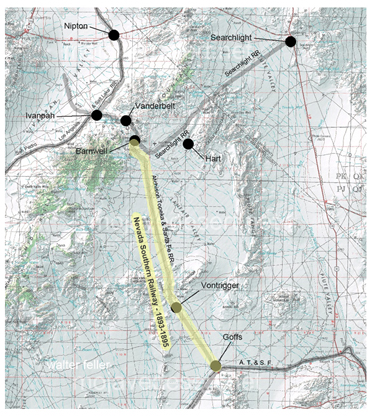 Map of eastern Mojave railroads