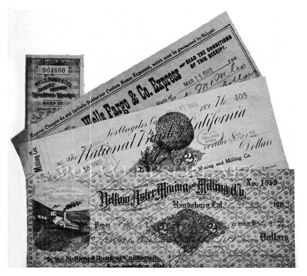 Stock certificates for the Yellow Aster Mine in Randsburg, Ca